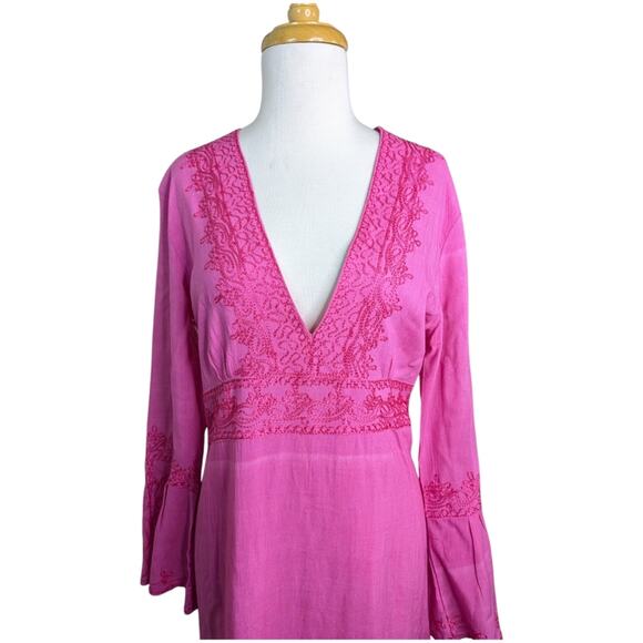 Vanesska Calypso Christiane Celle Mini Dress Womens Small Pink Y2K Babydoll Coqu - Picture 5 of 12